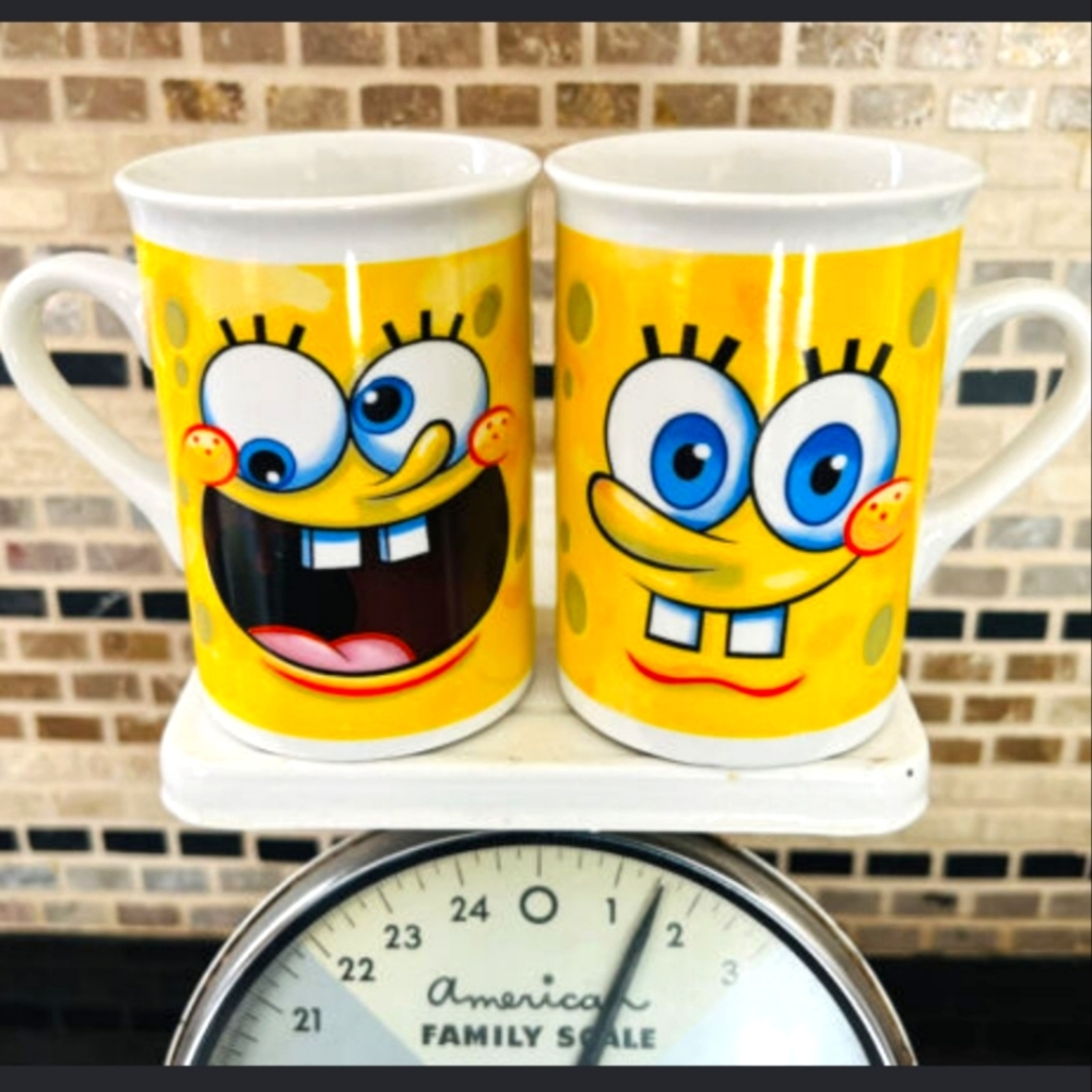 Spongebob SquarePants Mug Set of 2 Collectible Cup Pair Display As Is Copy 🇺🇦